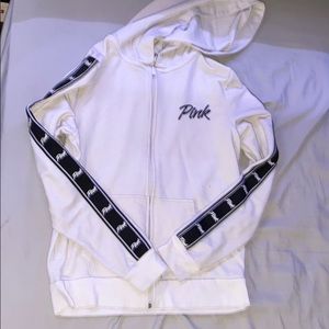 VS Pink white zip up hoodie